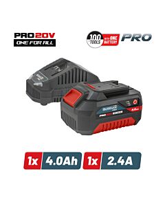 BORMANN PRO BBP9940 STARTER KIT 20V, ΜΠΑΤΑΡΙΑ 4.0Ah & ΦΟΡΤΙΣΤΗΣ 2.4Α