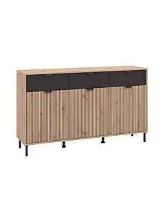 ΚΟΜΟΤΑ-ΜΠΟΥΦΕΣ MAYENNE 3K3F ARTISAN OAK-ΜΑΥΡΟ MAT 157x40x93cm
