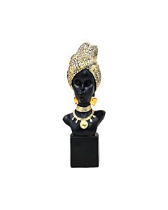 ΕΠΙΤΡΑΠΕΖΙΑ ΔΙΑΚΟΣΜΗΤΙΚΗ ΦΙΓΟΥΡΑ AFRICAN WOMAN FL213909 ΜΑΥΡΟ-ΧΡΥΣΟ ΧΡΩΜΑ 13x10x35cm