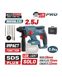 BORMANN PRO BBP5300 ΠΝΕΥΜΑΤΙΚΟ ΣΚΑΠΤΙΚΟ ΜΠΑΤΑΡΙΑΣ SDS-PLUS BRUSHLESS 20V, SOLO