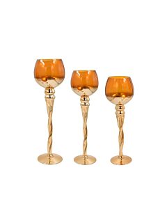 ΣΕΤ 3 ΓΥΑΛΙΝΑ ΚΗΡΟΠΗΓΙΑ FL5566 AMBER ΧΡΩΜΑ 35-40- 45cm