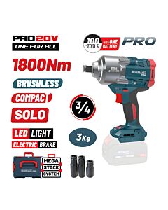 BORMANN PRO BBP5456CA ΜΠΟΥΛΟΝΟΚΛΕΙΔΟ COMPACT, BRUSHLESS ΜΠΑΤΑΡΙΑΣ 20V, LI-ION,1800Nm,0-1800rpm