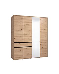 ΝΤΟΥΛΑΠΑ CORBETT 4K1F1O H211 ARTISAN OAK/ΜΑΥΡΟ ΜΑΤ ΧΡΩΜΑ 183x55x211cm