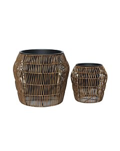 ΣΕΤ ΚΑΣΠΩ 2 ΤΕΜΑΧΙΑ POLY RATTAN FL22157 ΚΑΦΕ ΧΡΩΜΑ & 28x28cm 42x38cm