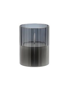ΔΙΑΚΟΣΜΗΤΙΚΟ LED ΚΕΡΙ ΜΕ ΡΕΑΛΙΣΤΙΚΗ 3D ΦΛΟΓΑ FL7513 ΣΕ ΓΥΑΛΙ ΧΡΩΜΑ SMOKY 8x8x13cm