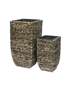 ΣΕΤ ΚΑΣΠΩ 2 ΤΕΜΑΧΙΑ POLY RATTAN FL20219 ΜΠΕΖ-ΚΑΦΕ ΧΡΩΜΑ & 29x5cm3EK 39x77cm