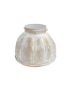 ΜΕΤΑΛΛΙΚΟ ΦΑΝΑΡΙ FL14136 ΛΕΥΚΟ-ΧΡΥΣΟ ΧΡΩΜΑ 20x18cm