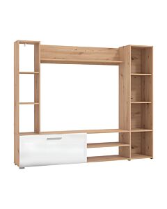 ΚΕΝΤΡΟ ΨΥΧΑΓΩΓΙΑΣ-ΣΥΝΘΕΣΗ MATARO ARTISAN OAK-ΛΕΥΚΟ 185x35x155cm