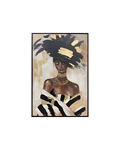ΠΙΝΑΚΑΣ ΣΕ ΚΑΜΒΑ AFRICAN LADY WITH HAT 37264 ΜΑΥΡΟ-ΓΚΡΙ-ΛΕΥΚΟ 60x4x90cm