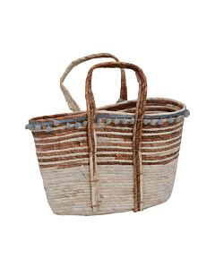 ΨΑΘΙΝΟ ΚΑΣΠΩ BAG ΜΠΕΖ-ΛΕΥΚΟ ΧΡΩΜΑ 44x28x18cm
