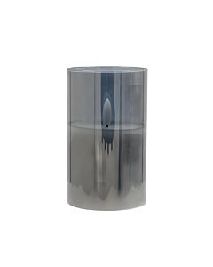 ΔΙΑΚΟΣΜΗΤΙΚΟ LED ΚΕΡΙ ΜΕ ΡΕΑΛΙΣΤΙΚΗ 3D ΦΛΟΓΑ FL7513 ΣΕ ΓΥΑΛΙ ΧΡΩΜΑ SMOKY 8x8x13cm