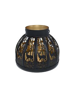 ΜΕΤΑΛΛΙΚΟ ΦΑΝΑΡΙ FL14042 ΜΑΥΡΟ-ΧΡΥΣΟ ΧΡΩΜΑ 20x18cm