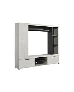 ΚΕΝΤΡΟ ΨΥΧΑΓΩΓΙΑΣ-ΣΥΝΘΕΣΗ LORCA WHITE OAK / ΜΑΥΡΟ 195.5x35x171.5cm