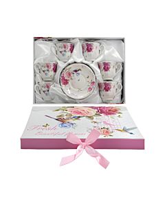 ΣΕΤ ΚΕΡΑΜΙΚO ΚΑΦΕ 6 ΤΕΜ ΣΕ ΚΟΥΤΙ FL90 FLORAL 6x6cm