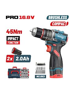 BORMANN PRO BBP1645x22CA ΔΡΑΠΑΝΟΚΑΤΣΑΒΙΔΟ ΚΡΟΥΣΤΙΚΟ COMPACT, BRUSHLESS MΠΑΤΑΡΙΑΣ 2x2Ah,45Nm