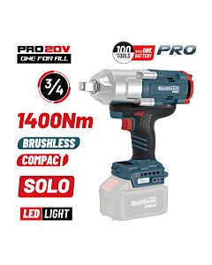 BORMANN PRO BBP5390 ΜΠΟΥΛΟΝΟΚΛΕΙΔΟ BRUSHLESS MΠΑΤΑΡΙΑΣ 20V, LI-ION,1400Nm,0-900/1200/1500rpm, SOLO