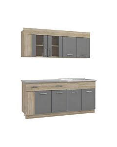 ΚΟΥΖΙΝΑ LEONA 180 GREY OAK/ΓΚΡΙ /30x200cm 180x60cm