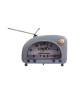 ΕΠΙΤΡΑΠΕΖΙΟ ΡΟΛΟΙ VINTAGE RADIO ΜΕΤΑΛΛΙΚΟ ΣΙΕΛ ΧΡΩΜΑ SLS 22x8x16cm