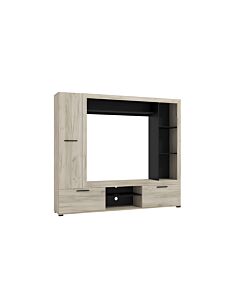 ΚΕΝΤΡΟ ΨΥΧΑΓΩΓΙΑΣ-ΣΥΝΘΕΣΗ LORCA GREY OAK / ΜΑΥΡΟ 195x35x171cm