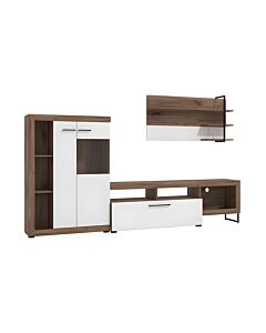 ΚΕΝΤΡΟ ΨΥΧΑΓΩΓΙΑΣ-ΣΥΝΘΕΣΗ CAEN FLAGSTAFF OAK-ΛΕΥΚΟ HIGH GLOSS FOIL 263x40x170cm