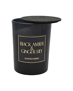 ΑΡΩΜΑΤΙΚΟ ΚΕΡΙ BLACK AMBER & GINGER LILY ΣΕ ΓΥΑΛΙΝΟ ΔΟΧΕΙΟ ΜΕ ΚΑΠΑΚΙ 8x8x10,5cm
