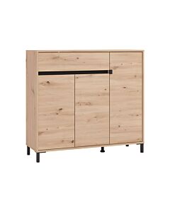 ΠΑΠΟΥΤΣΟΘΗΚΗ FLANNAN 3K1F3V ARTISAN OAK/ΜΑΥΡΟ MATT ΧΡΩΜΑ 120x40x110cm