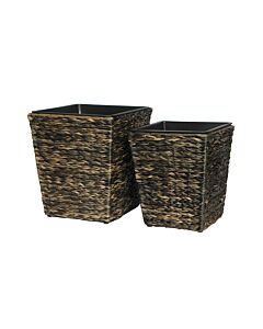 ΣΕΤ ΚΑΣΠΩ 2 ΤΕΜΑΧΙΑ POLY RATTAN FL21587 ΜΠΕΖ-ΚΑΦΕ ΧΡΩΜΑ & 30x35cm 36x40cm