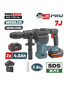 BORMANN PRO BBP5311x44CA ΚΑΤΕΔΑΦΙΣΤΙΚΟ ΠΙΣΤΟΛΕΤΟ ΜΠΑΤΑΡΙΑΣ 20V, BRUSHLESS,2x4Ah, 7J, SDS-MAX & ΒΑΛΙΤΣΑ
