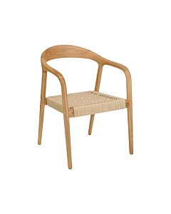 ΚΑΡΕΚΛΑ ΑΠΟ ΜΑΣΙΦ ΞΥΛΟ ASH WOOD ΜΕ ΜΠΡΑΤΣΑ WILLOW ΦΥΣΙΚΟ ΧΡΩΜΑ 56x56x78cm