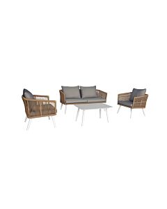ΣΕΤ ΣΑΛΟΝΙ ΚΗΠΟΥ 4 ΤΕΜΑΧΙΑ CASABLANCA ΛΕΥΚΟ ΧΡΩΜΑ 155x72x68cm