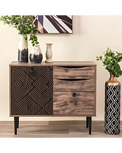 ΚΟΜΟΤΑ HOME ΜΑΥΡΟ ΜΕ GREY OAK 90x39.5x75cm