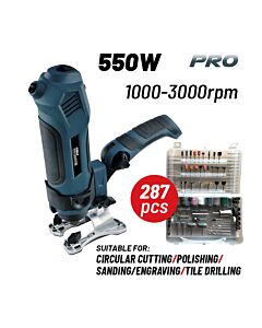 BORMANN PRO BMF5500 ΠΟΛΥΕΡΓΑΛΕΙΟ 550W, 10000-30000rpm, 287 ΕΞΑΡΤΗΜΑΤΑ, ΕΥΚΑΜΠΤΟΣ ΑΞΟΝΑΣ