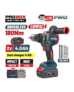 BORMANN PRO BBP5461x44CA ΔΡΑΠΑΝΟΚΑΤΣΑΒΙΔΟ ΚΡΟΥΣΤΙΚΟ, COMPACT, BRUSHLESS MΠΑΤΑΡΙΑΣ 20V, LI-ION, .0Ah 2x4