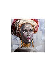 ΚΑΔΡΟ AFRICAN LADY 609 ΜΑΥΡΟ-ΚΟΚΚΙΝΟ-ΜΠΕΖ-ΚΑΦΕ ΧΡΩΜΑ 80x3x80cm