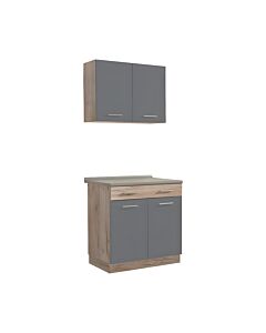 ΚΟΥΖΙΝΑ DALILA 80 GREY OAK / ΓΚΡΙ 80x51,5x206,5cm