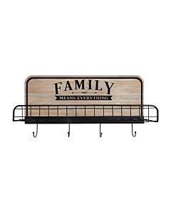 ΚΡΕΜΑΣΤΡΑ ΤΟΙΧΟΥ ΜΕ ΡΑΦΙ FAMILY ΜΕΤΑΛΛΟ-ΞΥΛΟ ΜΑΥΡΟ-ΦΥΣΙΚΟ SLS 60x12x31cm