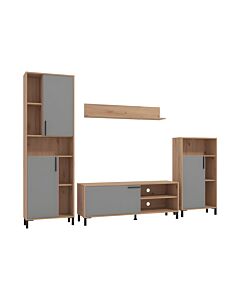 ΚΕΝΤΡΟ ΨΥΧΑΓΩΓΙΑΣ-ΣΥΝΘΕΣΗ CANTAL ARTISAN OAK-ΓΚΡΙ ΓΡΑΦΙΤΗΣ 279x38x192,5cm