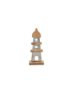 ΔΙΑΚΟΣΜΗΤΙΚΟ ΑΛΟΥΜΙΝΙΟΥ LIGHT HOUSE 2386 ΜΕ ΞΥΛΙΝΗ ΒΑΣH ΑΣΗΜΙ ΧΡΩΜΑ 12x5x32cm