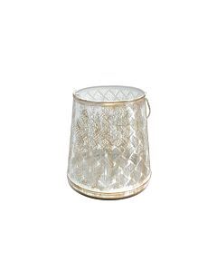 ΜΕΤΑΛΛΙΚΟ ΦΑΝΑΡΙ FL12370 ΛΕΥΚΟ-ΧΡΥΣΟ ΧΡΩΜΑ 20x22cm
