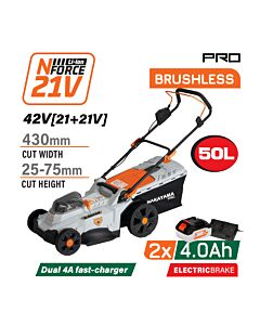 NAKAYAMA PRO EC1726x44 ΜΗΧΑΝΗ ΓΚΑΖΟΝ ΜΠΑΤΑΡΙΑΣ BRUSHLESS 42V, LI-ION,2x4Ah,4A, ΚΟΠΗ 43cm