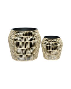 ΣΕΤ ΚΑΣΠΩ 2 ΤΕΜΑΧΙΑ POLY RATTAN FL22157 ΦΥΣΙΚΟ ΧΡΩΜΑ & 28x28cm 42x38cm