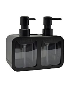 DISPENSER ΚΟΥΖΙΝΑΣ ΠΛΑΣΤΙΚΟ ΔΙΠΛΟ ΜΑΥΡΟ ΜΕ ΘΗΚΕΣ HANDS AND DISHES 17x9,3x16,7cm