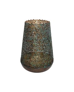 ΜΕΤΑΛΛΙΚΟ ΦΑΝΑΡΙ ΓΙΑ ΚΕΡΙ FL26749 ΚΑΦΕ ΧΡΩΜΑ 18x24cm