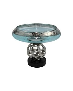ΓΥΑΛΙΝΟ ΒΑΖΟ FL6662 ΑΣΗΜΙ-ΣΙΕΛ ΧΡΩΜΑ 21cm