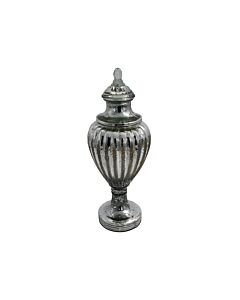 ΓΥΑΛΙΝΟ ΒΑΖΟ FL7543 ΑΣΗΜΙ ΧΡΩΜΑ 16x40cm