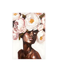 ΠΙΝΑΚΑΣ ΣΕ ΚΑΜΒΑ WOMAN WITH FLOWERS ΚΑΦΕ-ΜΠΕΖ-ΡΟΖ-ΛΕΥΚΟ 70x3x100cm