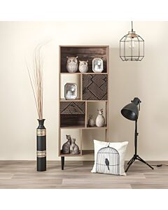 ΒΙΒΛΙΟΘΗΚΗ HOME ΜΑΥΡΟ ΜΕ GREY OAK 60x29.5x150cm