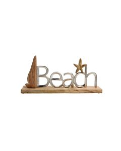 ΔΙΑΚΟΣΜΗΤΙΚΟ ΑΛΟΥΜΙΝΙΟΥ BEACH 2392 ΜΕ ΞΥΛΙΝΗ ΒΑΣH ΑΣΗΜΙ ΧΡΩΜΑ 40x5x19cm