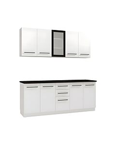 ΣΥΝΘΕΣΗ ΚΟΥΖΙΝΑΣ RAJNA 200 ΛΕΥΚΟ/ΜΑΥΡΟ ΜΑΤ 200x51x200cm