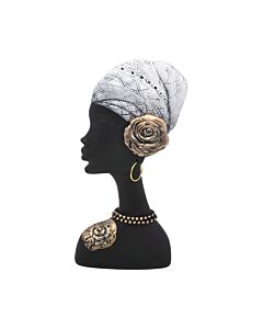 ΕΠΙΤΡΑΠΕΖΙΑ ΔΙΑΚΟΣΜΗΤΙΚΗ ΦΙΓΟΥΡΑ FL98490 AFRICAN LADY ΜΑΥΡΟ-ΛΕΥΚΟ ΧΡΩΜΑ 15x5x30cm